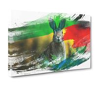 Rabbit Hare in a Meadow V2 Modern Canvas Wall Art Print Ready to Hang, Framed Picture for Living Room Bedroom Home Office Décor, 24x16 Inch (60x40 cm)