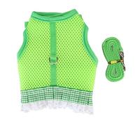 Rabbit Harness and Leash Adjustable Breathable Mesh Vest with Long Traction Rope for Small Pet Rabbit Outdoor Walking Bright Green (L)