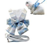 Rabbit Harness and Leash - Adjustable Bunny Harness Escape Proof for Walking Runnig Hiking Camping Outdoor,Cute Small Animal Harness Leash Set (Blue,Large)