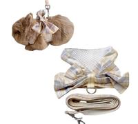 Rabbit Harness and Leash - Adjustable Bunny Harness Escape Proof for Walking Runnig Hiking Camping Outdoor,Cute Small Animal Harness Leash Set (Yellow,Small)