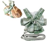 Rabbit Harness and Leash - Adjustable Bunny Harness Escape Proof for Walking Runnig Hiking Camping Outdoor,Cute Small Animal Harness Leash Set (Green,Large)