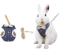 Rabbit Harness and Leash, Animal Clothes with Traction Rope for Rabbit Walking Harness Small Bunny Essentials Bunny Rabbit Harness with Leash for Kitten Puppy Small Pets Walking 2PCS (M,Blue), Medium