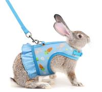 Rabbit Harness and Leash, Bunny Harness and Leash Set, Cute Bunnies Vest Clothes Stuff Walking Accessories Ferret Kitten Puppy Small Pet Animals (L(Adult Rabbit)6 months old,Blue)