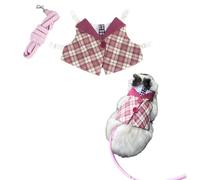 Rabbit Harness and Leash for Walking Escape Proof - Cute Preppy Style Mesh Breathable Bunny Vest Harness Outdoor Training - Also Suit for Ferret Kittn Puppy Small Animals (Pink Bow tie,Large)
