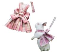 Rabbit Harness and Leash for Walking Escape Proof - Cute Skirt Mesh Breathable Bunny Vest Harness Outdoor Camping Hiking Training - Also Suit for Ferret Kittn Puppy Small Animals (Large,Pink)