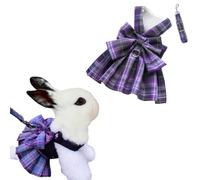 Rabbit Harness and Leash for Walking Escape Proof - Cute Skirt Mesh Breathable Bunny Vest Harness Outdoor Camping Hiking Training - Also Suit for Ferret Kittn Puppy Small Animals (Large,Purple)