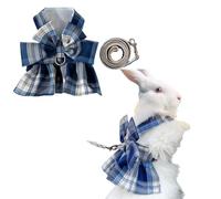 Rabbit Harness and Leash for Walking Escape Proof - Cute Skirt Mesh Breathable Bunny Vest Harness Outdoor Camping Hiking Training - Also Suit for Ferret Kittn Puppy Small Animals (Large,Blue)