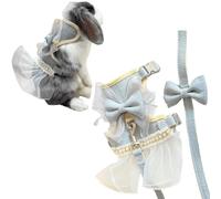 Rabbit Harness and Leash for Walking Escape Proof - Cute Skirt Mesh Breathable Bunny Vest Harness Outdoor Camping Hiking Training - Also Suit for Small Animals (Grey,S)