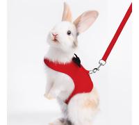 Rabbit Harness and Leash for Walking Escape Proof, Small Pet Cute Vest Harness Leash Ferret Harness with Bow Decoration, Adjustable Small Animals Leash Set for Outdoor Walking Red S