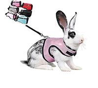 Rabbit Harness and Leash Set, Bunny Vest Leash Eescape Proof Mesh Walking Training for Small Animal Pets Rat Hamster Squirrel Ferret Guinea Pig Bunny,Pink M