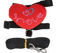 Rabbit Harness and Leash Set | Escape Proof & Adjustable Chest Back Design for Secure Walking | Sturdy Nylon Pet Leash for Rabbits/Small Animals | Heart Pattern, Metal Buckles (M)