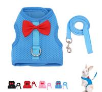 Rabbit Harness and Leash Set for Walking Escape Proof, Mesh Breathable Adjustable Rabbit Leash Camping Hiking Training Blue S (Chest:7.1-9.4") for Ferret Kitten Puppy Blue S (Chest:7.1-9.4")