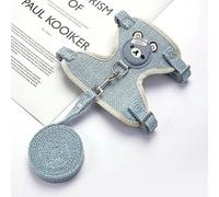 Rabbit Harness and Leash Set, Pet Walking Vest with Bunny Accessories, Outdoor Walking Supplies (Blue, Small)