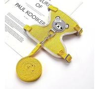 Rabbit Harness and Leash Set, Pet Walking Vest with Bunny Accessories, Outdoor Walking Supplies (Yellow, Small)