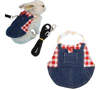 Rabbit Harness and Leash,Small Animal Clothes for Rabbit Guinea Pig, Bunny Plaid Harness Leash Guinea Pig Clothes for Kitten and Other Small Animals (Red Plaid,S)