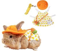 Rabbit Harness Leash Outdoor Walking Escape Proof Cute Skirts Country Style Cosplay Vest for Bunny Ferret Kittn Puppy Small Animals (Large)