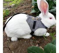 Rabbit Harness Leash Set Cotton Small Pet Walking Vest with Stretchy Leash, Button Decor L - Comfortable Gentlemen - Style for Rabbits, Cats & Small Dogs, Perfect for Outdoor P (L)