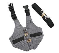 Rabbit Harness, Multipurpose Adjustable Soft Pet Rabbit Walking Harness Leash Lead Gentlemanly Style Bunny Vest for Small Animal (M)