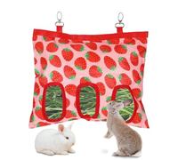 Rabbit Hay Feeder, 3 Hole Hanging Hay Bag for Rabbits Guinea Pig Bunny Chinchillas Washable Rabbit Hay Holder 13x10.8inch