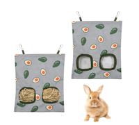 Rabbit Hay Feeder Bag, 2PCS Hanging Bunny Hay Dispenser with 2 Holes for Guinea Pigs, Bunnies, Chinchillas, and Small Pets
