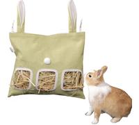 Rabbit Hay Feeder, Bunny Hay Bag for Rabbits,Rabbit Feeder Fabric Bag Feeder Storage Bag,Large Capacity Cotton Canvas Fabric Hanging Hay Feeder Bag for Small Animal,Hay Guinea Pig (Green,M)