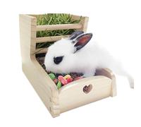 Rabbit Hay Feeder | Feeding Grass Rack for Chinchilla | 2-in-1 Wooden Double Zone Separate Hay Feeder Holder for Guinea, Chinchilla, Rabbit, Bunny
