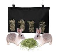 Rabbit Hay Feeder, Rabbit Feeder Hay Racks for Rabbits Guinea Pig, Guinea Pig Hay Feeder, Hay Bag Hanging Feeder for Small Animals, Hanging Feeding Hay with 4 Holes for Small Pets(With Shoulder Strap)