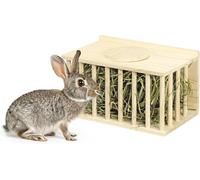 Rabbit Hay Feeder Standing Animal Food Feeding Rack Solid Pine Wood