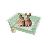 Rabbit Hay Feeder with Plastic Litter Box & Acrylic Hay Rack,Hay Feeder Dispenser for Bunny Guinea Pig Chinchilla Bunny Other Small Animals (Green,Rabbit Litter Box)