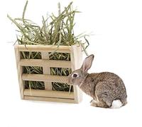 Rabbit Hays Feeder Rack, Wooden Fixed Grass Manger Hays Dispenser Small Animal Automatic Feeder for Chinchillas Guinea Pigs Bunny