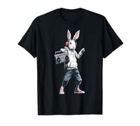 Rabbit Headphone Holds Radio Music Animal Motif Rabbit T-Shirt