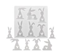 Rabbit Heart Silicone Mould 6 Pieces - DIY Easter Mould for Plaster, Cement, Epoxy, Ornaments and Scented Candles | Multifunctional Moue , Ideal for Plaster Casting, Resin AR Candles