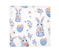 Rabbit Holding Egg Flower Pattern Camera Wrap Cloth, Squares Magic Self-Adhesive Cloth for Lens Camera Anti-Scratch Lens Protector Makeup Wrap Cloth Bag 21.7" x 21.7"