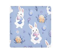 Rabbit Holding Egg Pattern Camera Wrap Cloth, Squares Magic Self-Adhesive Cloth for Lens Camera Anti-Scratch Lens Protector Makeup Wrap Cloth Bag 21.7" x 21.7"