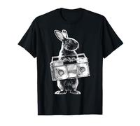 Rabbit Holding Radio Music Motif Animal Artwork Rabbit T-Shirt