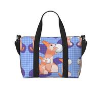 Rabbit Holding the Ball Large-Capacity Travel Bag with Adjustable Shoulder Strap, Suitable for Sports, Fishing, and Fitness.