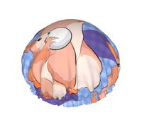 rabbit holding the ball One Size Shower cap with double layer waterproof fabric, suitable for bathing and skin care
