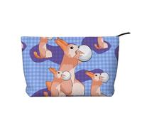 Rabbit Holding The Ball Zipper Closure Corduroy Makeup Bag Multifunctional Organizer 22x7x17cm for Travel Camping Vacation Fitness