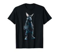 Rabbit Holds Radio Headphone Portrait Animal Graphic Rabbit T-Shirt