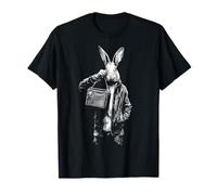 Rabbit Holds Radio Music Drawing Animal Graphic Rabbit T-Shirt