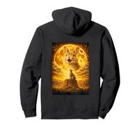 Rabbit Howling to The Moon Vintage Funny Bunny Graphic Pullover Hoodie