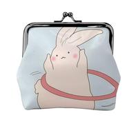 Rabbit Hula-Hooping Print Women's Mini Coin Purse Leather Wallet Pouch for Daily Use and Gifts 1PCS