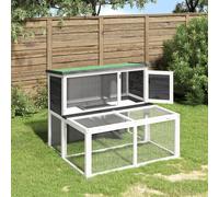 Rabbit Hutch 102x90x84.5cm Grey Solid Pine Wood Multi-Level Outdoor with Ramp XL