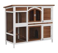 Rabbit Hutch 125x48x100cm Brown Fir Wood & Metal 2-Tier Outdoor Hutch Lockable.