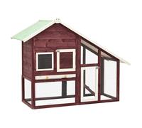 Rabbit Hutch 140x63x120cm Mocha White Solid Firwood 2-Tier Outdoor Cage WithRamp