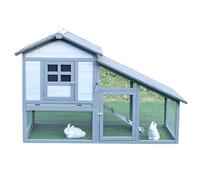 Rabbit Hutch 2-Tier Cage with Wheels, Removable Tray for Small Pets, Durable Habitat and Run, Easy to Clean and Move