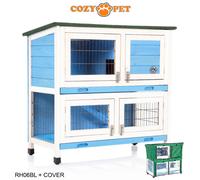 Rabbit Hutch 3ft Blue with Cover Cozy Pet Guinea Pig Run Ferret Runs RH06BL