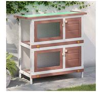 Rabbit Hutch 90x45x90cm Red Pine Wood 2-Tier Outdoor Small Animal Cage +Drawers