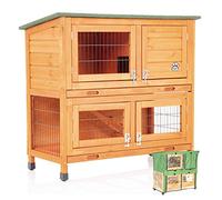 Rabbit Hutch and Cover 3ft Natural Wood Hide Rabbit Run Guinea Pig House by Cozy Pet Ferret Cage Rabbit Hutches RH06N + RH06C