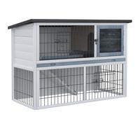 PawHut Rabbit Hutch and Run w/Removable Tay Openable Top fo Indoos & OutdoosD51-